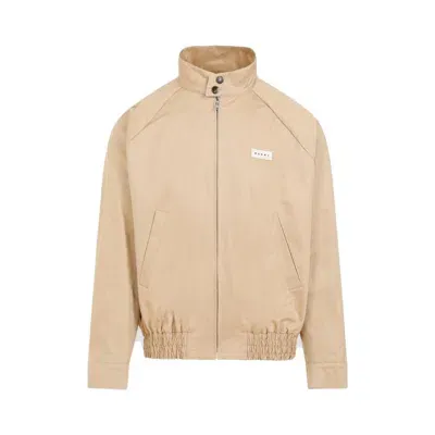 Marni Logo Patch Zipped Jacket In Neutrals