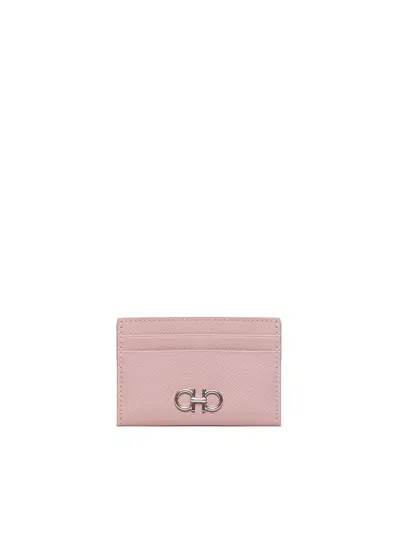 Ferragamo Salvatore  Gancini Plaque Cardholder In Pink