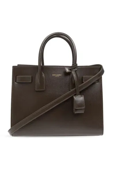 Saint Laurent Sac De Jour Logo Detailed Tote Bag In Brown