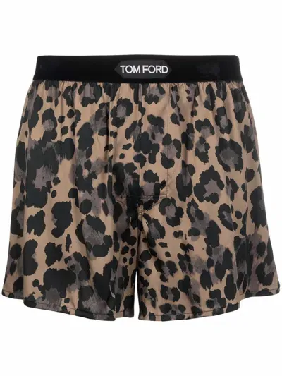 Tom Ford Leopard-print Boxer Shorts In Multicolor