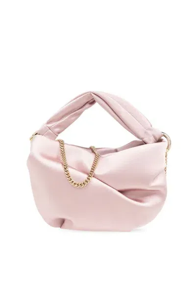 Jimmy Choo Bonny Satin Twist Detailed Chained Tote Bag In Pink