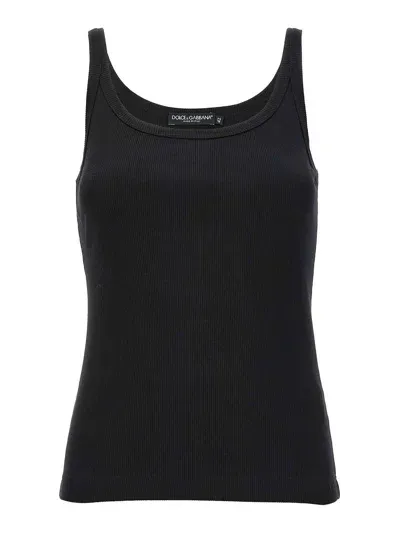 Dolce & Gabbana Ribbed Tank Top Tops Black