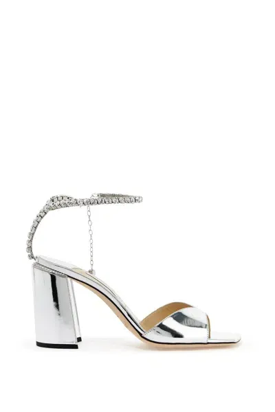 Jimmy Choo Sandali Saeda 85 In Silver, Metallic