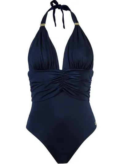 Brigitte Deep V-neck Swimsuit In Blue