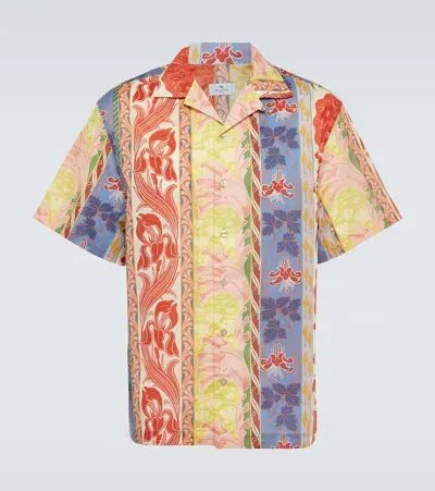 Etro Printed Cotton Bowling Shirt In Bunt