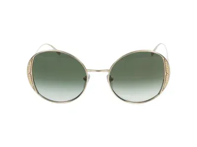 Bulgari Oval Frame Sunglasses In Gold