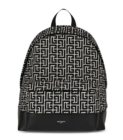 Balmain Backpack-monogram Jacquard In Multicolor