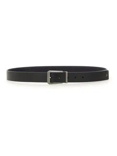 Ferragamo Salvatore  Logo Engraved Buckle Belt In Black