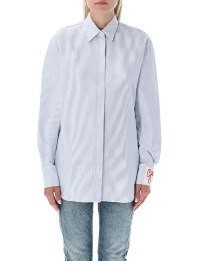 Golden Goose Batilda Boyfrend Shirt In Light Blue Stripes