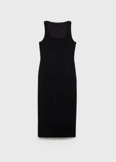 Mango Fitted Jersey Dress Black