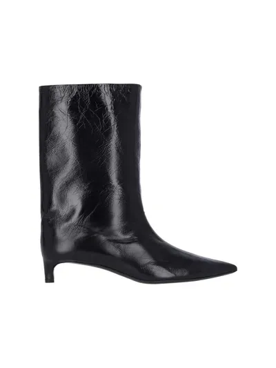 Jil Sander Leather Ankle Boots In Black