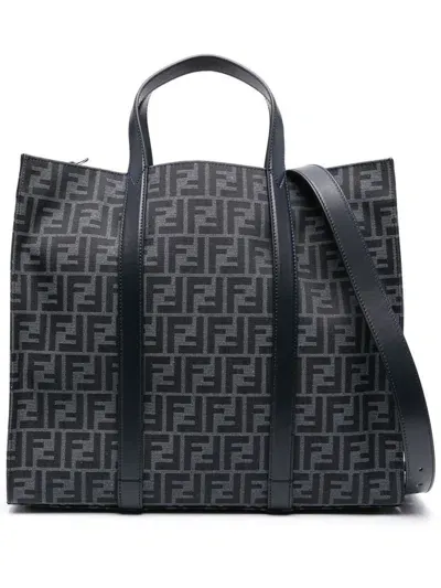 Fendi Ff-jacquard Shopper  Bags In Blue