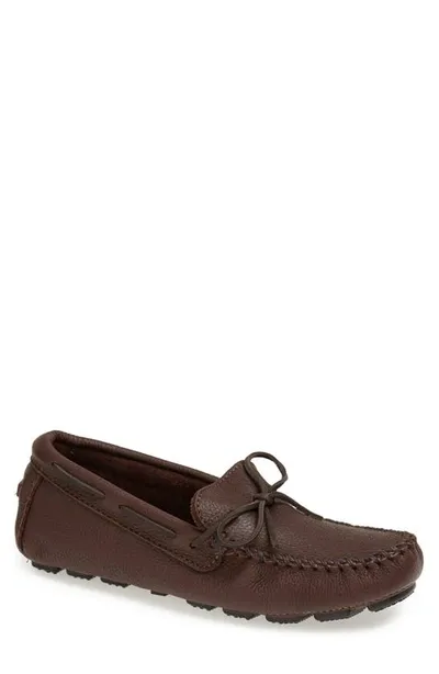 Minnetonka Men's Moosehide Hardsole Moccasin In Chocolate In Brown