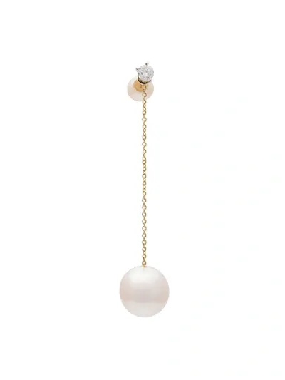 Delfina Delettrez Diamond Stud Chain Pearl Earring In Gold