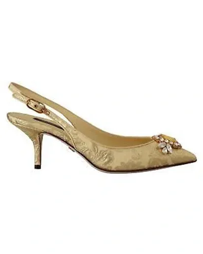 Pre-owned Dolce & Gabbana Crystal Slingbacks Pumps Heels - Gold -size 36.5