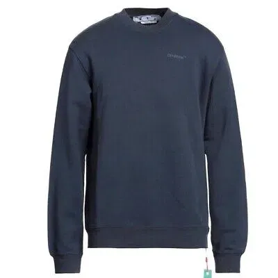 Pre-owned Off-white Off White Herren Sweatshirts Omba057s22fle005 4646 Jumper In Blau