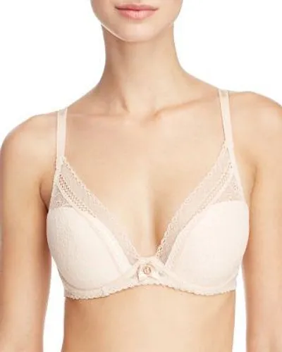 Chantelle Festivite Lace Plunge Bra, Bright Pink In Nude Blush