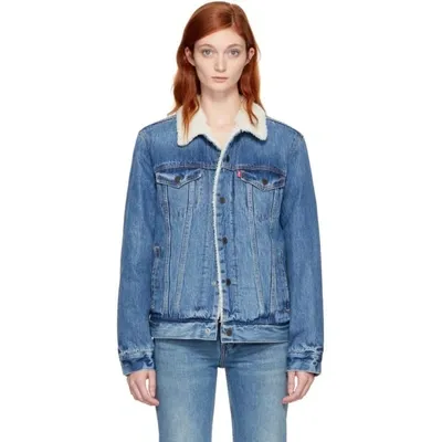 Levi's Blue Ex-boyfriend Sherpa Trucker Denim Jacket In Addicted To Love