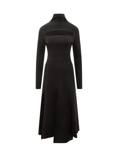 A.w.a.k.e. Chest-cutout Ribbed-knit Midi Dress In Black