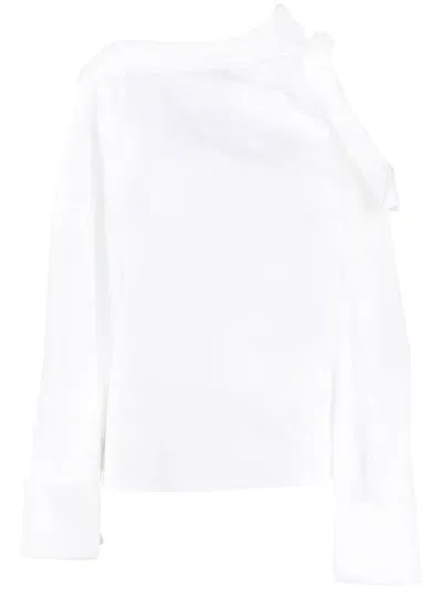 A.w.a.k.e. Cut-out Asymmetric Blouse In Weiss