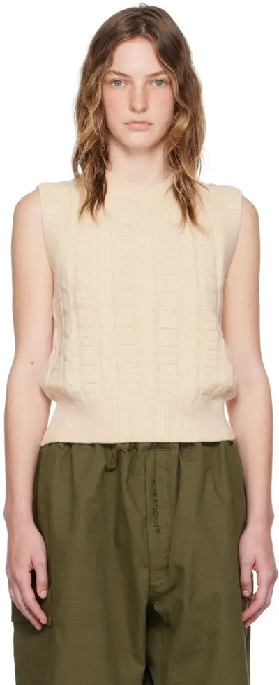 Acne Studios Beige Cable Vest In Oatmeal Melange