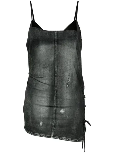 Acne Studios Denim-print Tank Top In Black