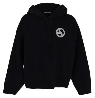 Acne Studios Logo Printed Drawstring Hoodie In Black