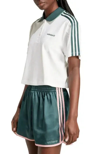 Adidas Originals Crop Cotton Polo In White