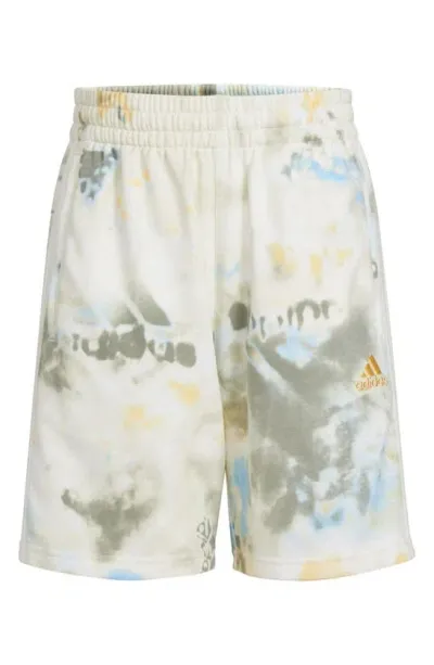 Adidas Originals Adidas Kids' Allover Logo Wash French Terry Shorts In Off White