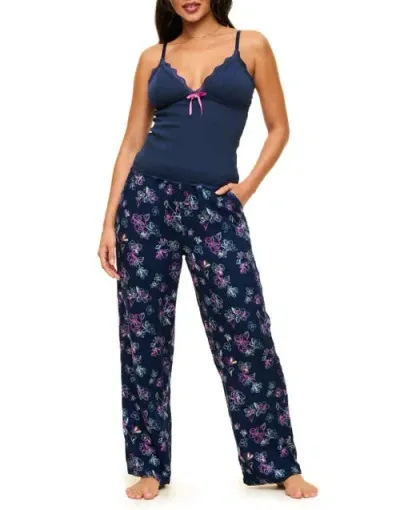 Adore Me Bryony Pajama Cami & Pants Set In Ditsy Blue