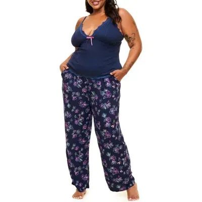 Adore Me Bryony Pajama Cami & Pants Set In Floral Blue