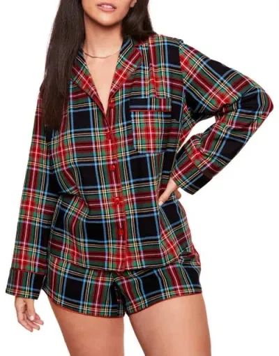 Adore Me Cecelia Pajama Set In Plaid Black