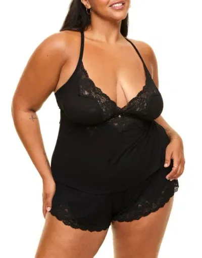 Adore Me Lora Pajama Cami & Shorts Set In Black