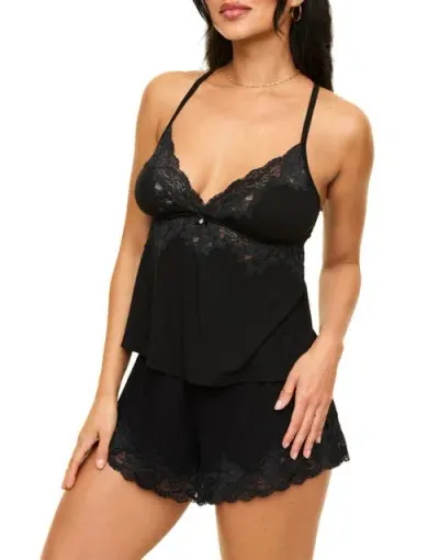 Adore Me Lora Pajama Cami & Shorts Set In Black