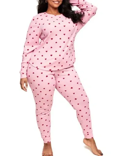 Adore Me Muriel Long-sleeve Top & Legging Pajama Set In Heart Pink