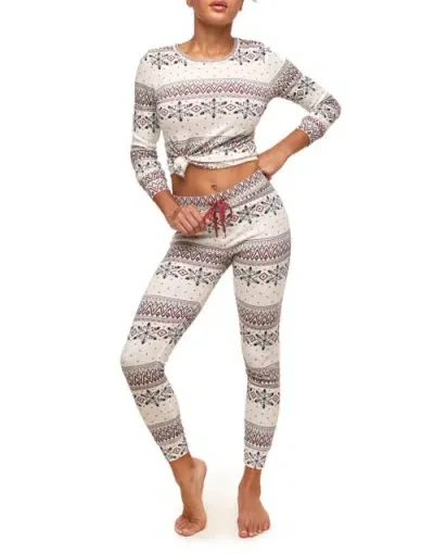 Adore Me Muriel Pajama Long-sleeve Top & Legging Set In Convo White