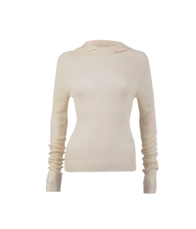 Afterhours Hooded Ribbed Top In White