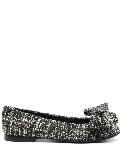 Agl Attilio Giusti Leombruni Tweed Ballerina Shoes In Black