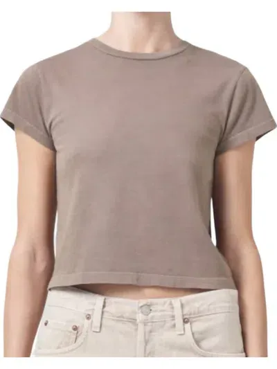 Agolde Adine Shrunken Organic Cotton T-shirt In Brown