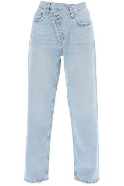 Agolde Criss Cross Straight-leg Jeans In Blue