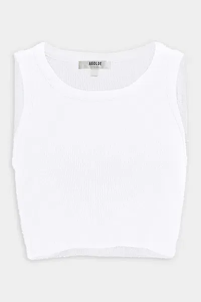 Agolde Poppy Cotton-blend Cropped Tank Top In White