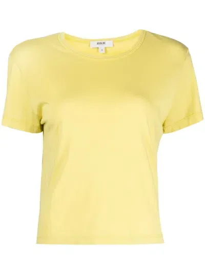 Agolde Drew Drop-shoulder T-shirt In Gelb