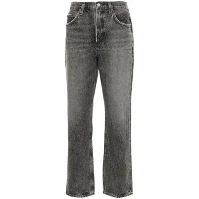 Agolde Valen High Rise Straight Jeans In Black