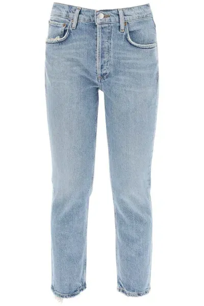 Agolde Riley Cropped Straight-leg Jeans In Blue