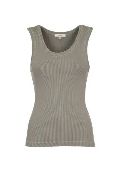 Agolde Scoop Neck Ribbed Tank Top In Grey