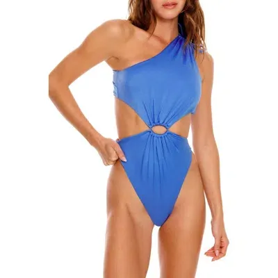 Agua Bendita Bloom Azure One-shoulder Cutout One-piece Swimsuit In Blue Multi