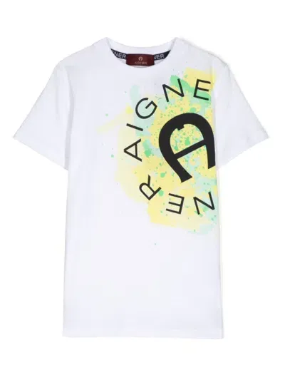 Aigner Kids' Logo-print Jersey T-shirt In White