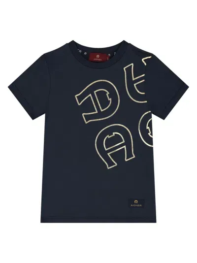 Aigner Kids' Logo-print T-shirt In Blue