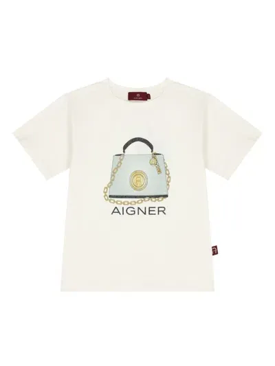 Aigner Kids' Printed Jersey T-shirt In White