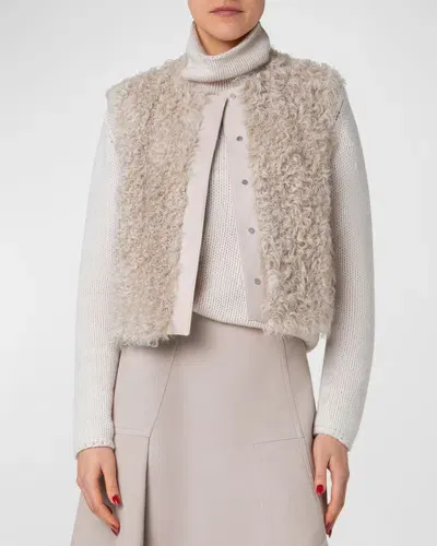 Akris Yara Kalgan Lambskin Shearling Vest In Greige